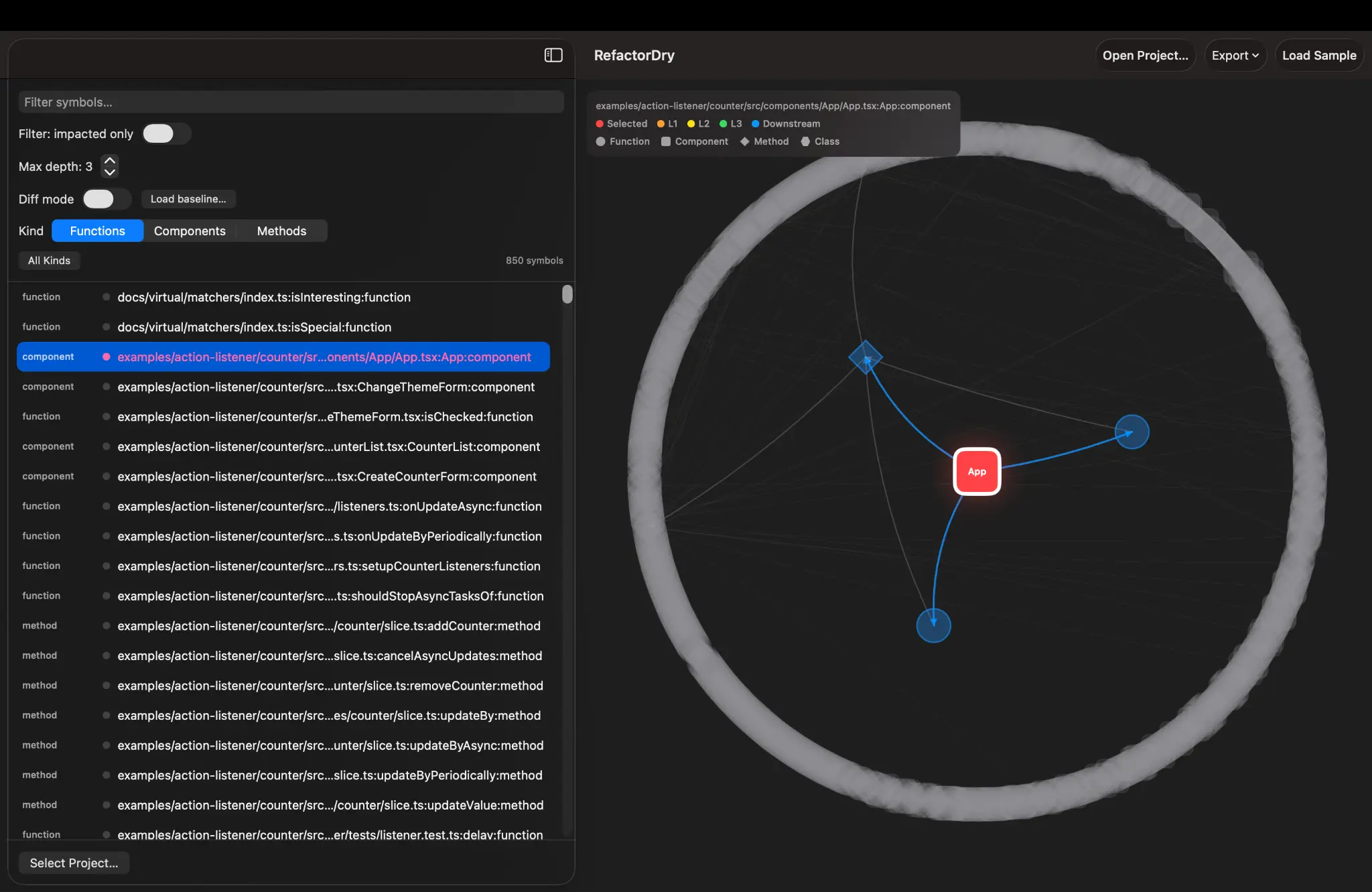 RefactorDry App - Blast Radius Visualization